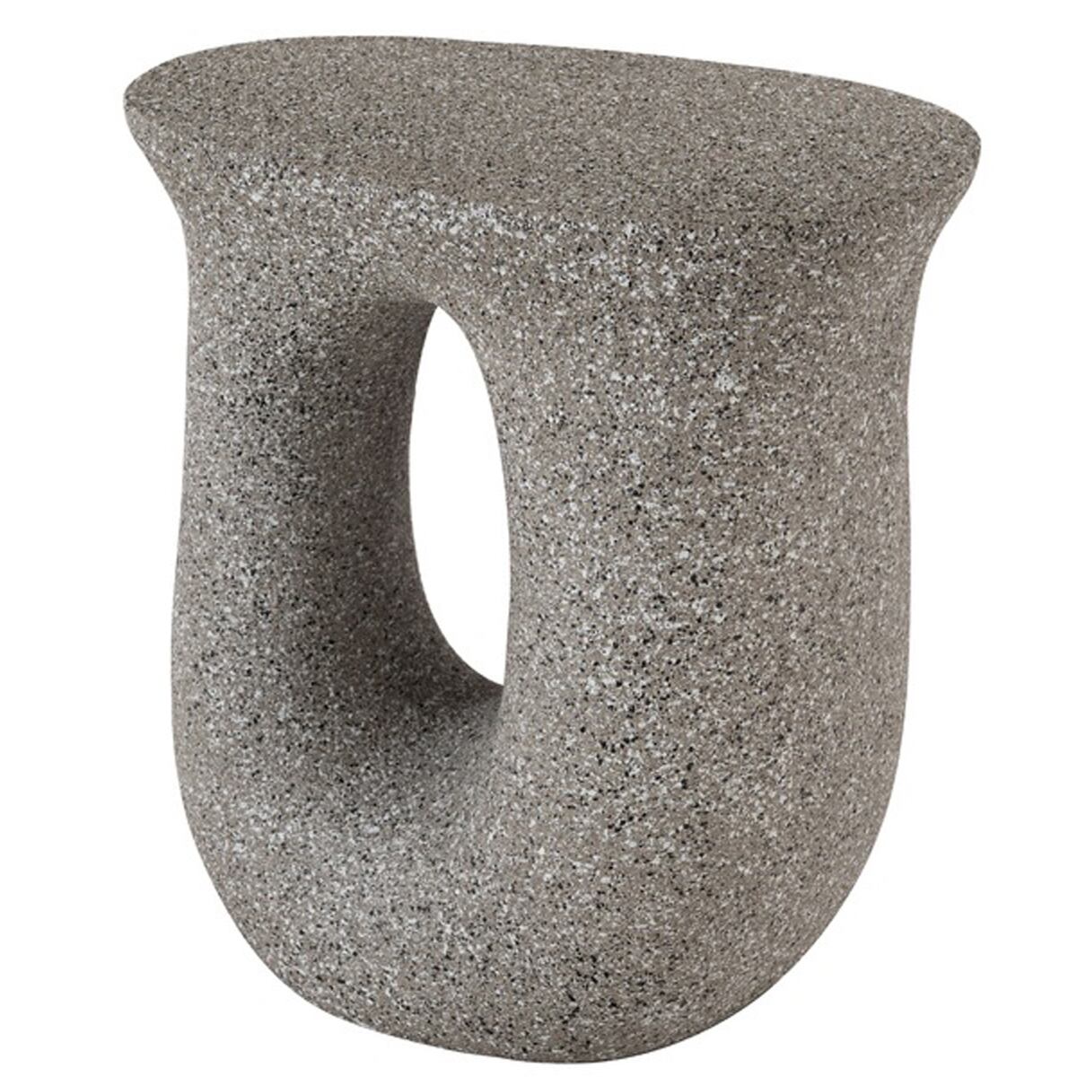 サイドテーブル テラゾー柄 おしゃれ オブジェ ナイトテーブル ソファサイド グレー ホワイト モダン ベッドサイド ミニテーブル ストーン 大理石調 カーブ 曲線 石 灰色 マーブル U字型 コンパクト 省スペース 寝室 リビング ショップ 店舗 カフェ インテリア