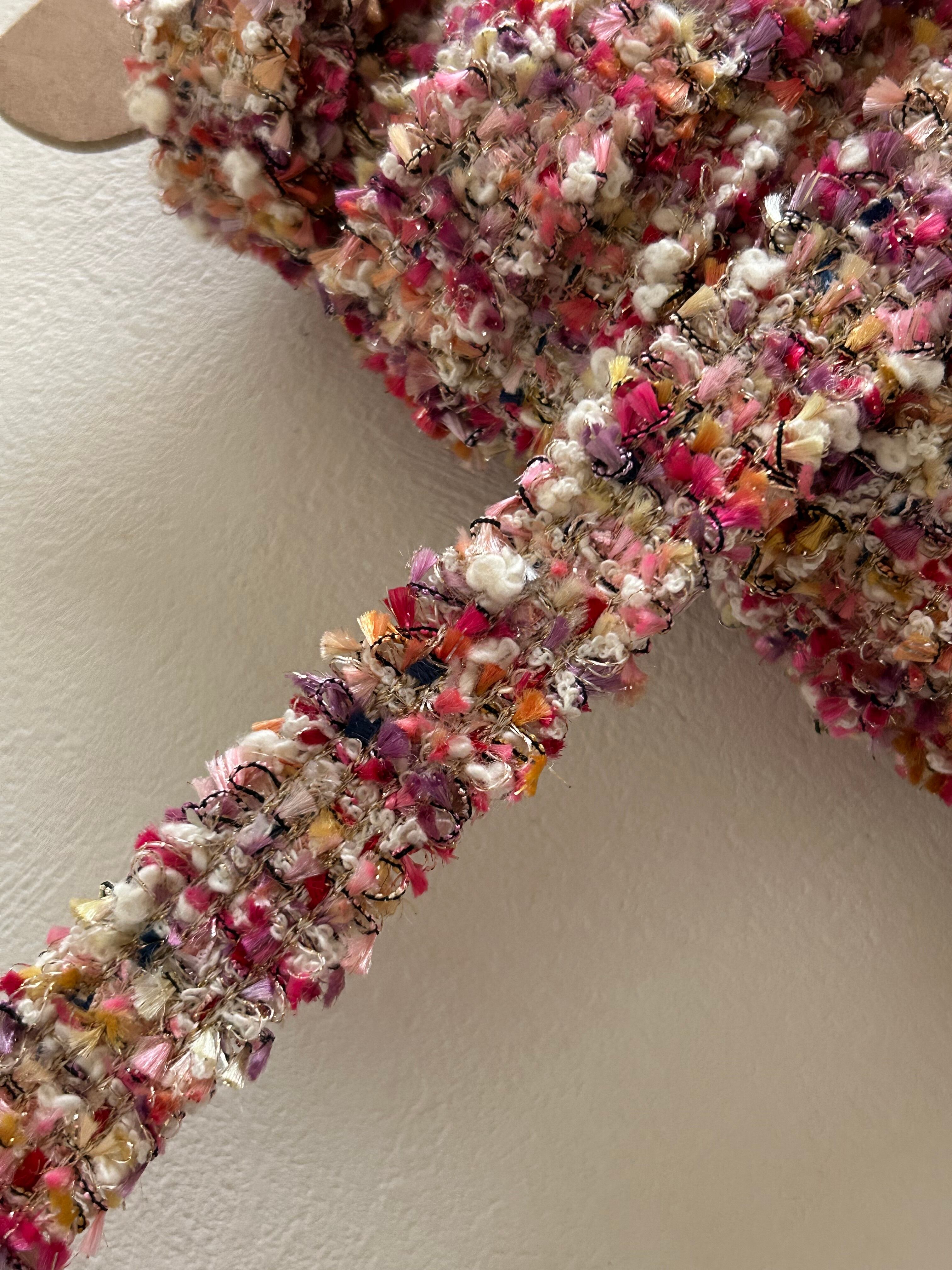 輸入デザインブレード ツイード調 ピンク系マルチカラー 100cm /カット カルトナージュ スツール 装飾材