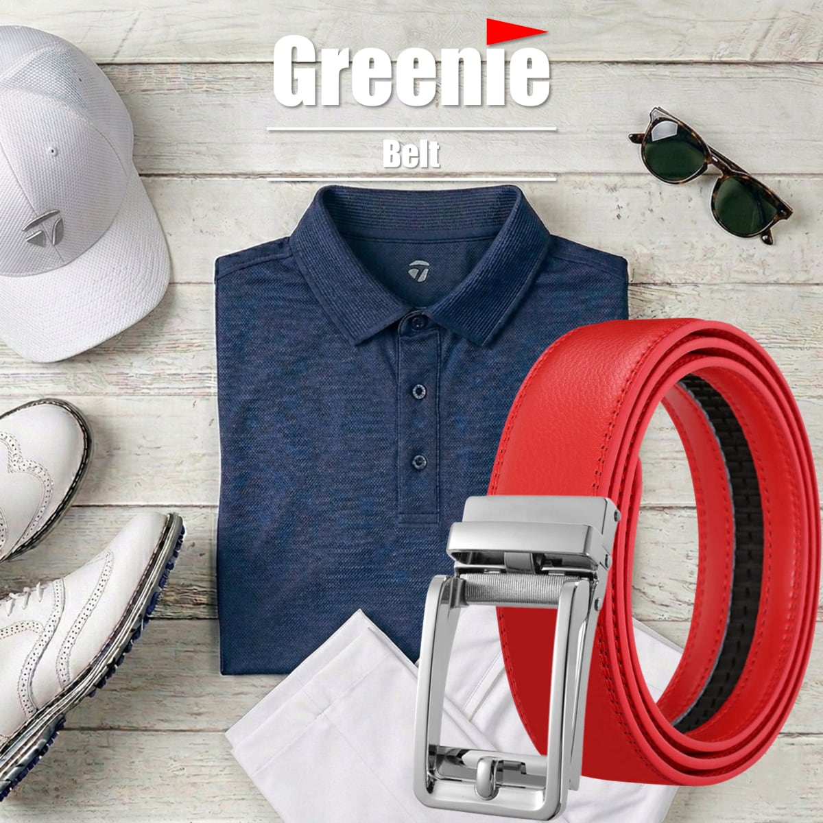 Greenie (グリーニー) ベルト ゴルフ Golf オートロック PUレザー