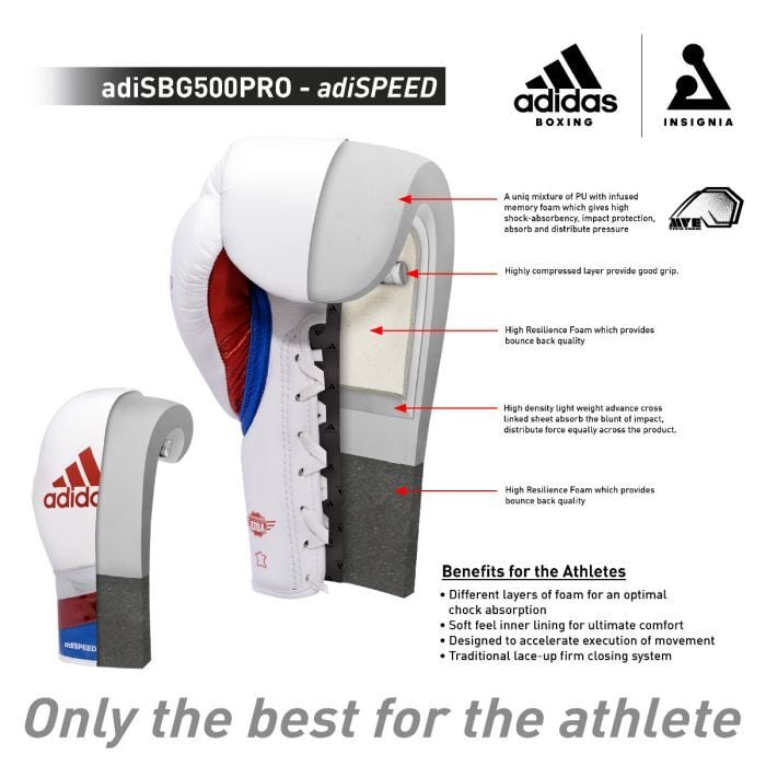 Adidas アディスピードスパーリンググローブ ホワイト/レッド | ボクシング格闘技専門店 OLDROOKIE