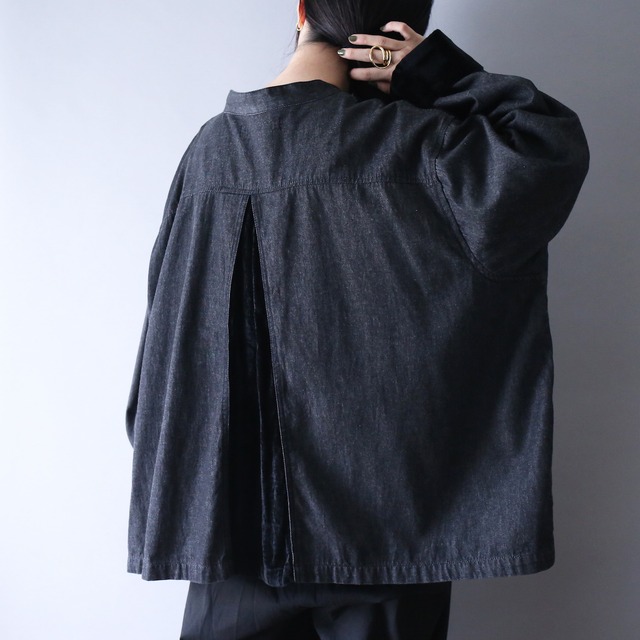 "刺繍" multi fabric switching design super wide over silhouette jacket