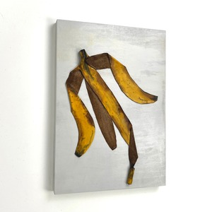 Leather collage art (BANANA PEEL)  A4 size wooden panel original picture