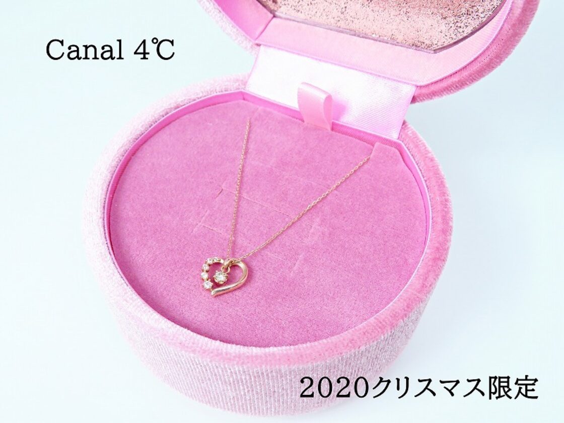 Canal 4℃ カナルヨンドシー K10PG ハート ダイヤモンド ネックレス 