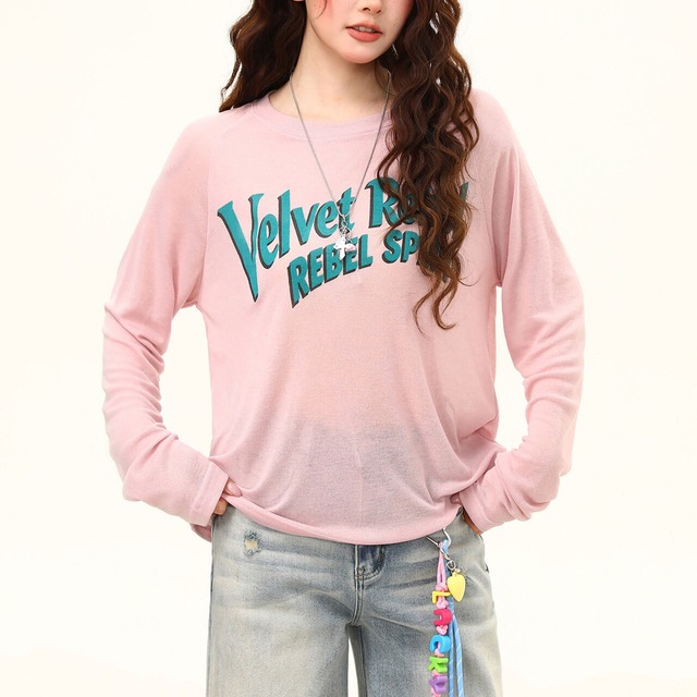 ヴィンテージライクロゴレタリングロングスリーブTシャツ 2col R02513