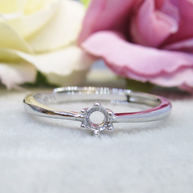 アウトレット3㎜ 6爪 シンプル S925 リング台 SV