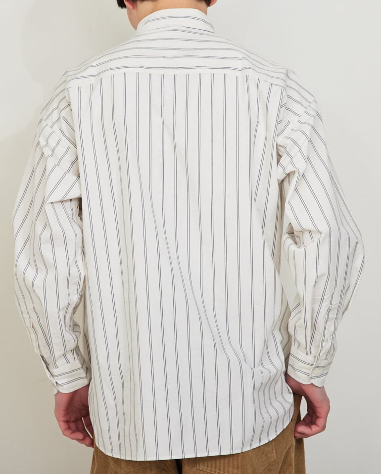 CTTN STRIPE BIG SHIRT / 綿ストライプBIGシャツ (WHITE) | KICS