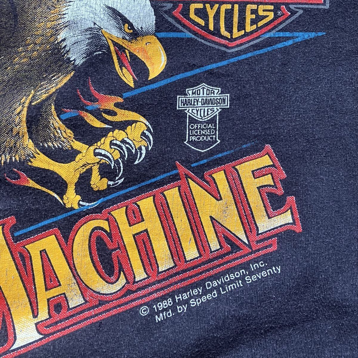 L】80s USA製 Harley-Davidson MEAN MACHINE イーグルTシャツ フェード