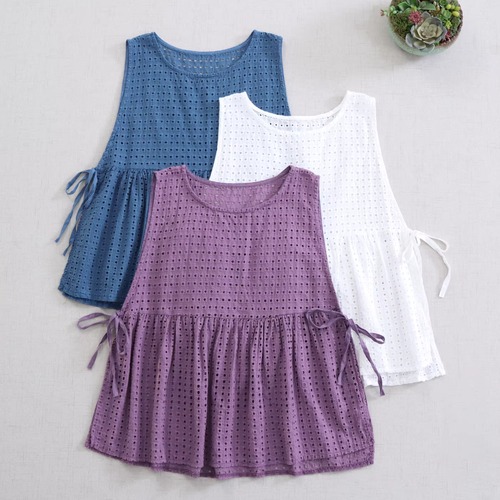 4色／カットワーク刺繍リボンベスト ・9890