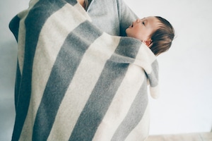 Cashmere multi blanket (ストライプA)ナチュラル×シャモア