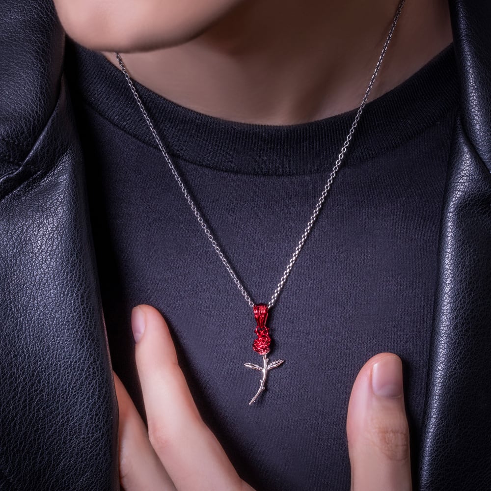 レッドローズペンダント AKP0151 Red rose pendant シルバー