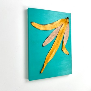 Leather collage art (BANANA PEEL)  A4 size wooden panel original picture