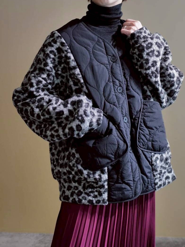 LEO×キルティングコンビコート(ブラック)