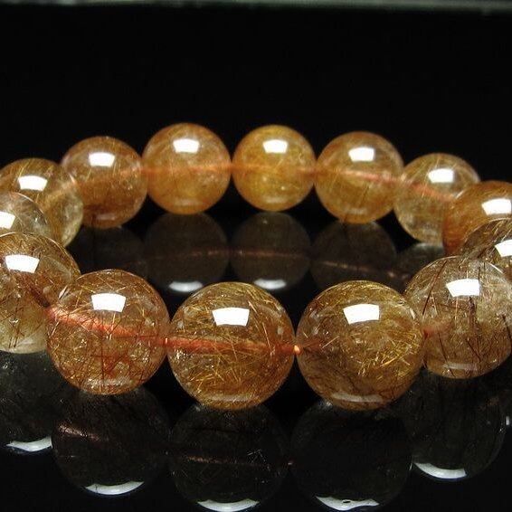 ルチルクォーツ ブレスレット 16mm ブロンズルチル ブレス一点物 111-50716
