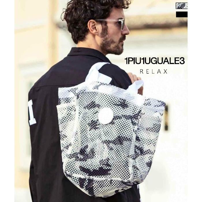 1PIU1UGUALE3 RELAX メッシュトートバッグ カモフラ かばん BAG 1PIU1UGUALE3 RELAX ウノピゥウノウグァーレトレ リラックス