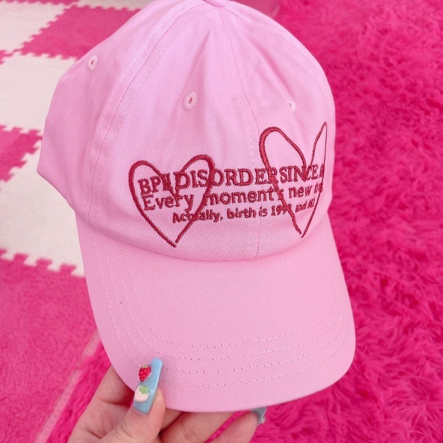 Pinkハートロゴキャップ/韓国/レディースファッション/カジュアル/おしゃれ/ラフ/POP/帽子/春/夏/秋/冬（9‐209）