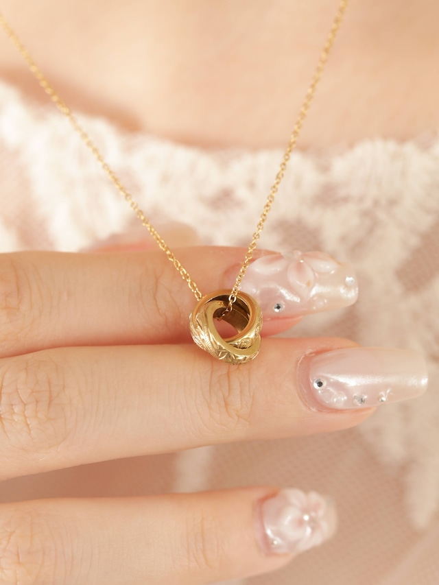 316L hawaiian double rings necklace #n54