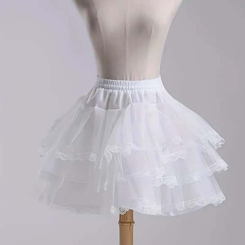 コスプレアイテム 撮影用アイテム 汎用 36cm ホワイト チュールレース 3段パニエ ★スカートを大きく広げる為のパニエになります!衣装にはもちろんスカート下に履いて覗かせて着用するとさらにキュート!! ★即納品★