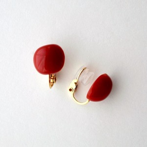 “Rose petals” Red coral clip-on earrings