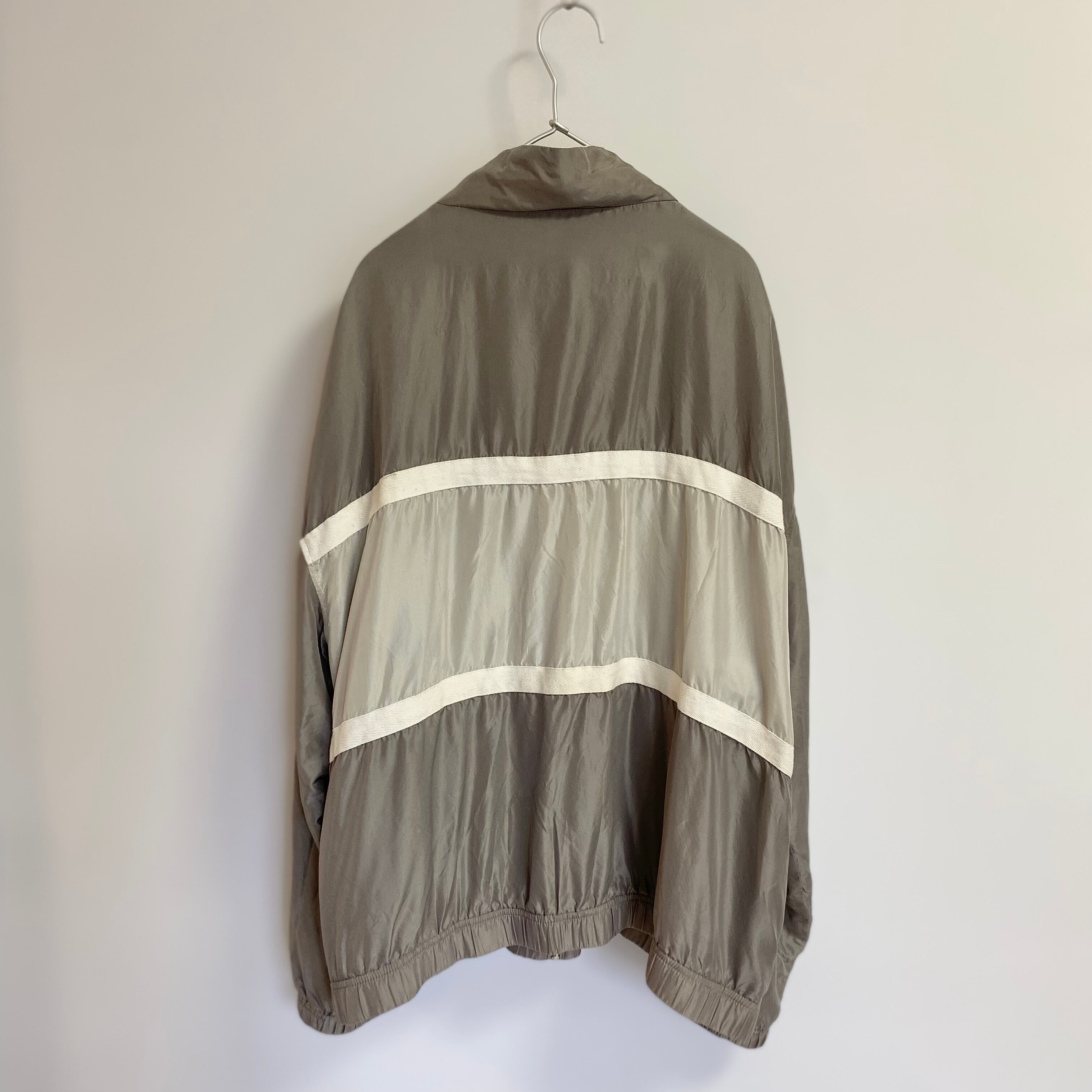 Used USA gray border silk jacket アメリカ 古着 グレー ボーダー