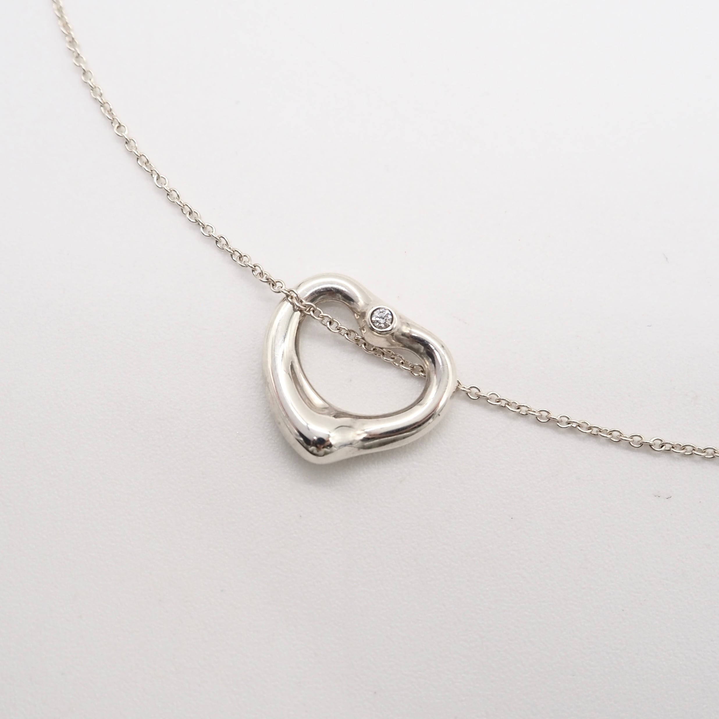 Tiffany&Co. オープンハート 2P ダイヤ ネックレス シルバー925 ティファニー