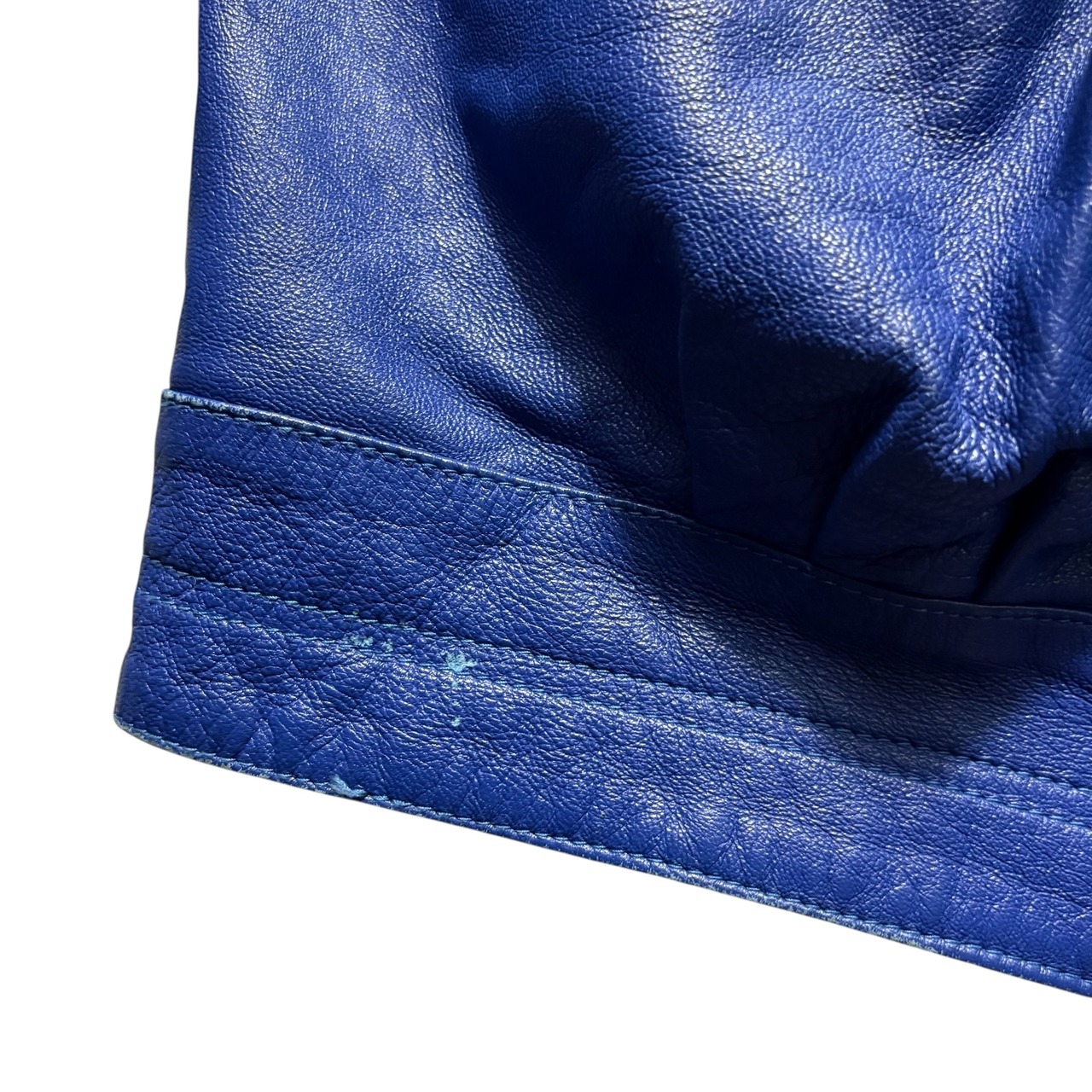 vintage HERNO blue leather shawl collar blouson