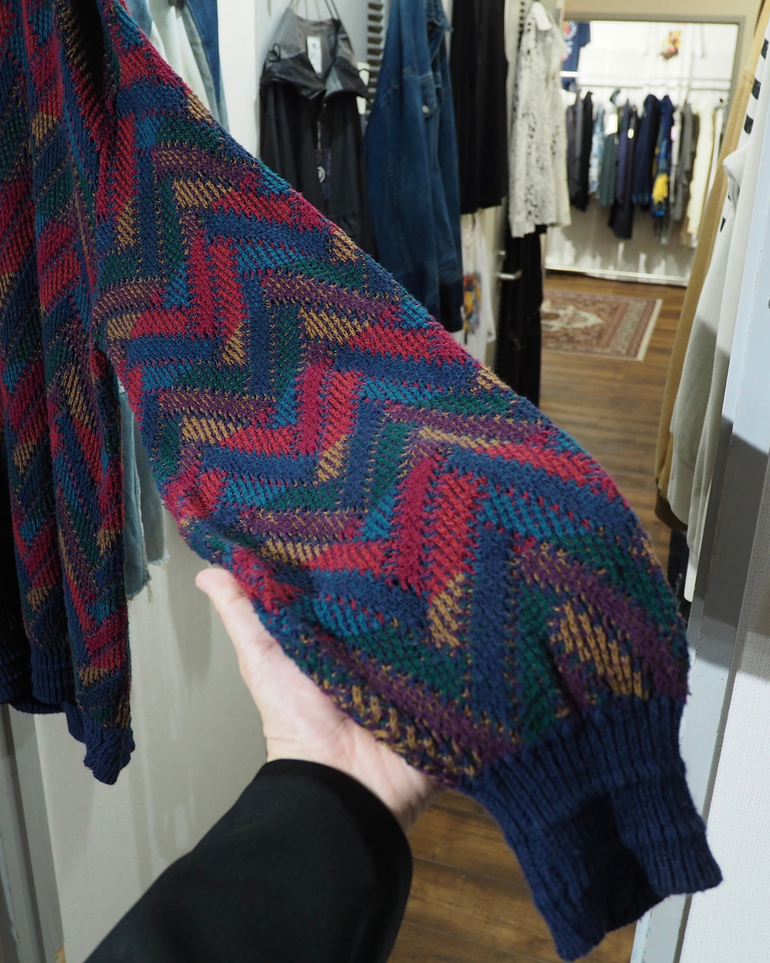 1980 - 90s ” Made in USA - Amana ” Zigzag Weaving Vintage Loose Knit