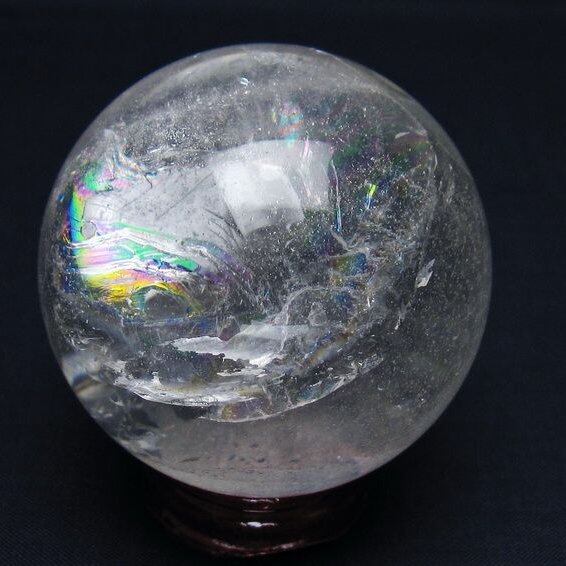 水晶 丸玉 虹入り 60mm スフィア 置物 水晶玉 一点物 151-8800
