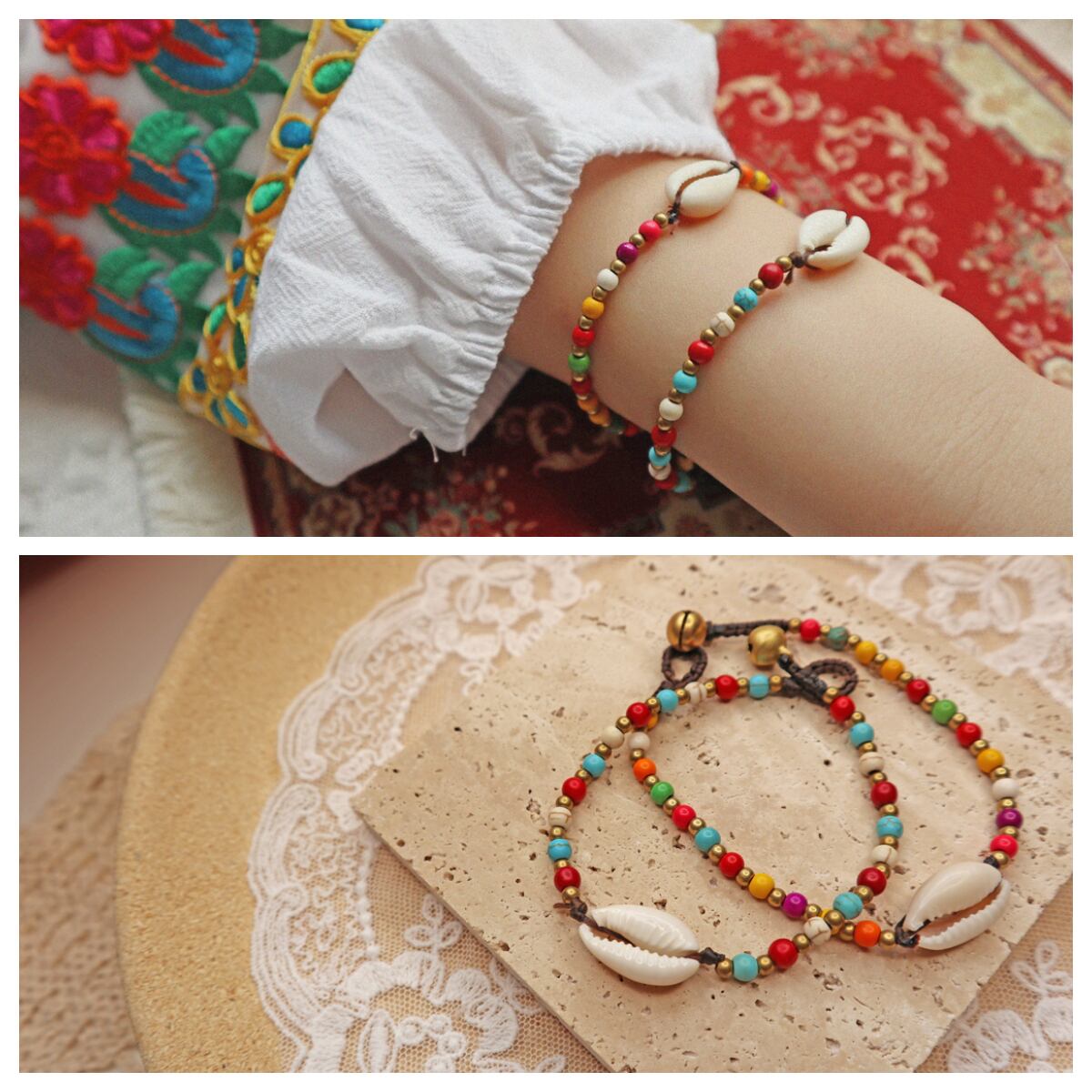 エスニックスタイルアクセサリー ブレスレット レッド ターコイズ 延命家ファッション23086509794