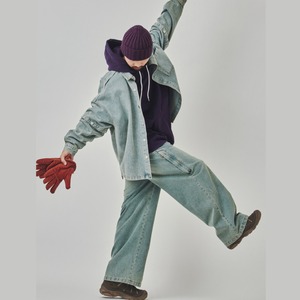 ヴィンテージ ウォッシュ ワイドデニムカーゴパンツ N3420