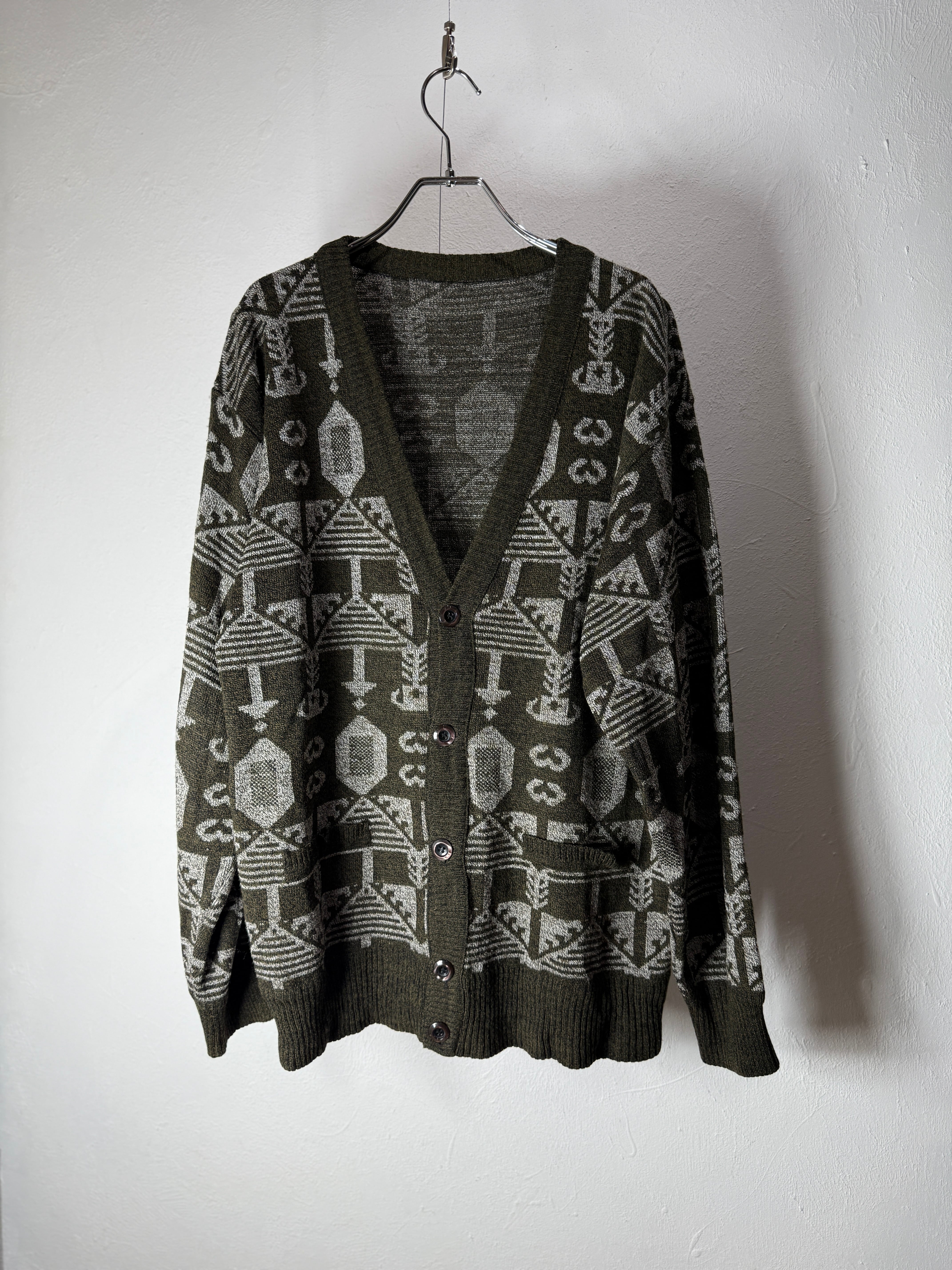geometric pattern knit cardigan