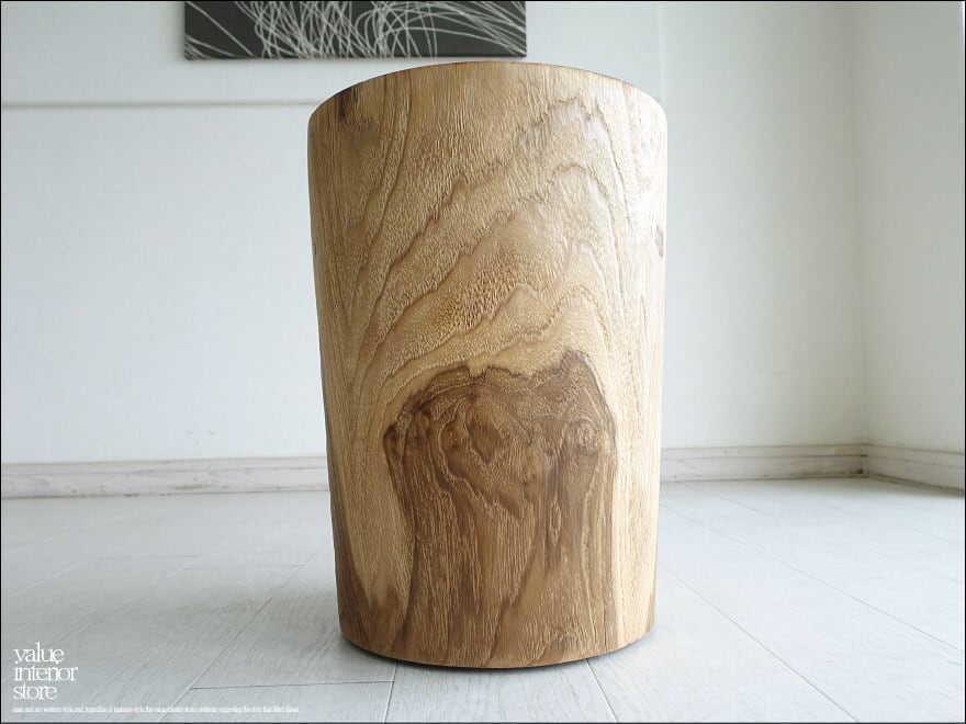 チーク無垢材 スツールWS/3 イス チェア ベンチ 椅子 オールドチーク 花台 ナチュラル 素朴 削出し 一点物 重さ22kg