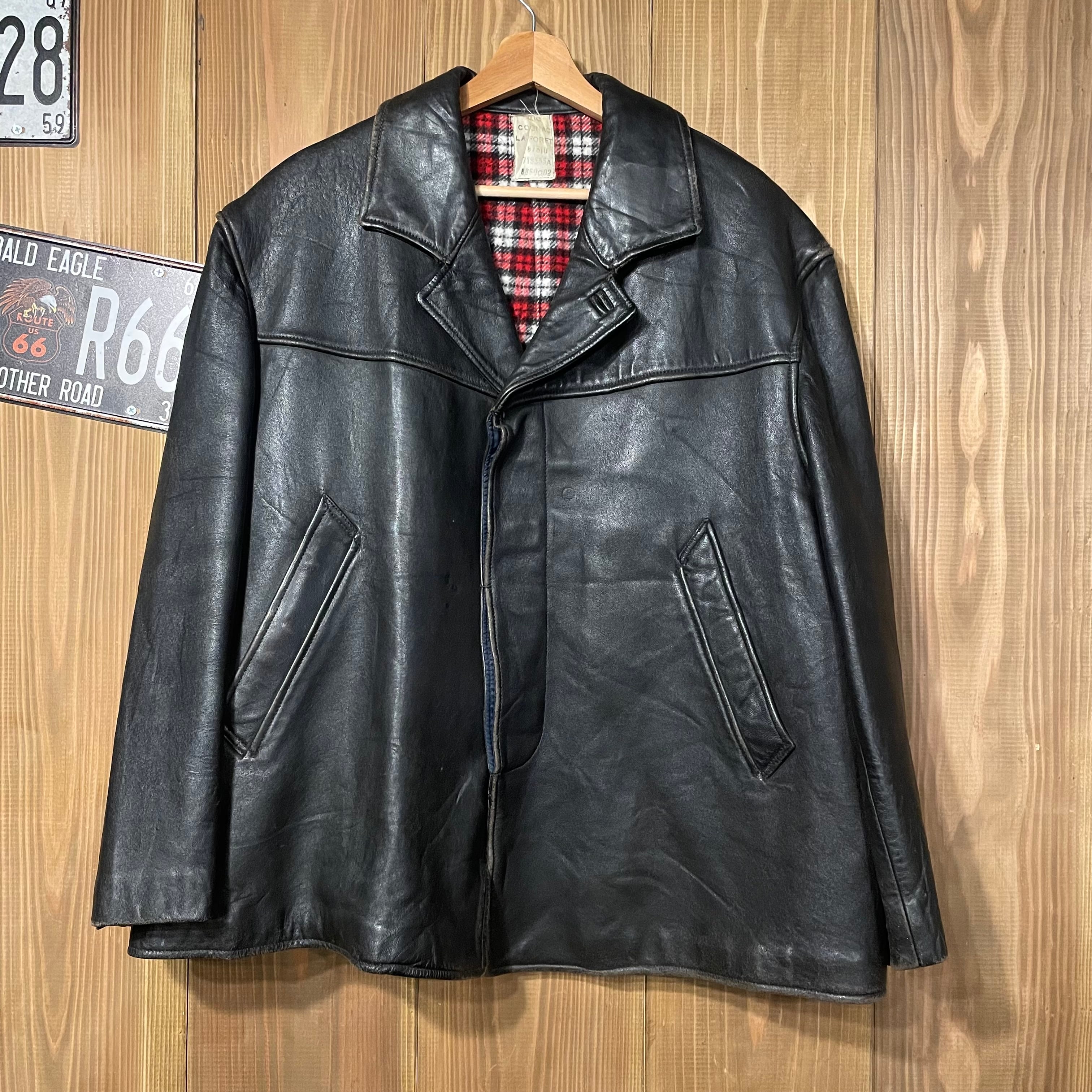 50s 60s French Vintage レザー コート ジャケット フランス製 ユーロ