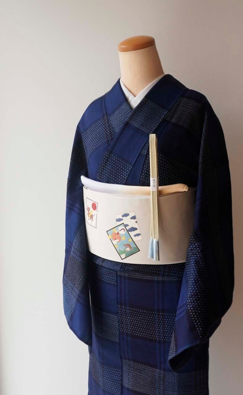 ここふう◆八寸なごやと川島織物と山本寛斎コラボ  洗える洒落袋帯2点 GWセール】 【国画会会員 岡本隆志】 特選工芸型絵染紬九寸名古屋帯