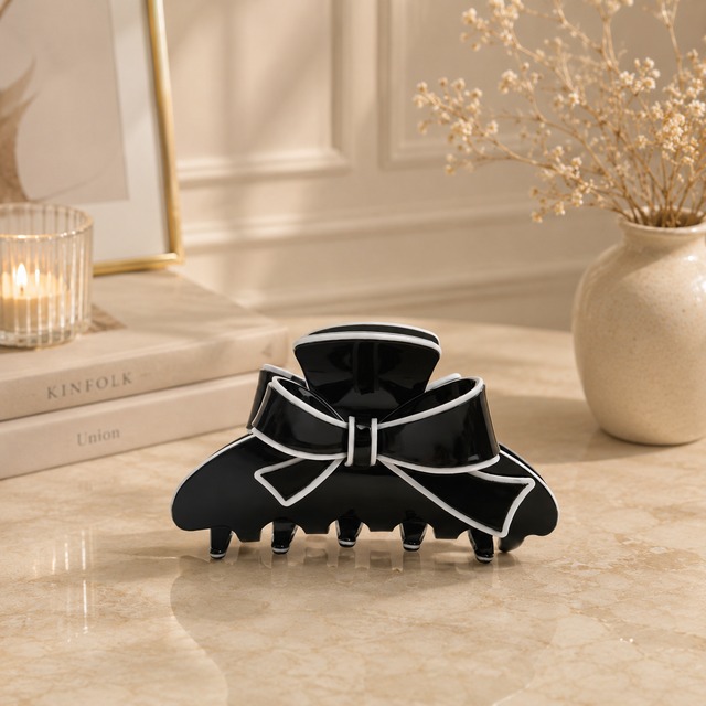 Noir Ribbon Claw Clip
