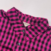 SACHIKO YAMAGUCHI サチコヤマグチ ギンガムチェック柄 レーヨン 長袖シャツ L程度/ピンク×ブラック メンズ