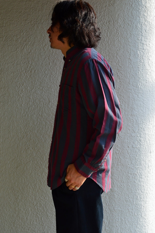 1990's Herringbone Print Cotton Gauze Stripe Shirt by Wrangler PB Brand RN53894 ラングラー 90s オールドプライベートブランド