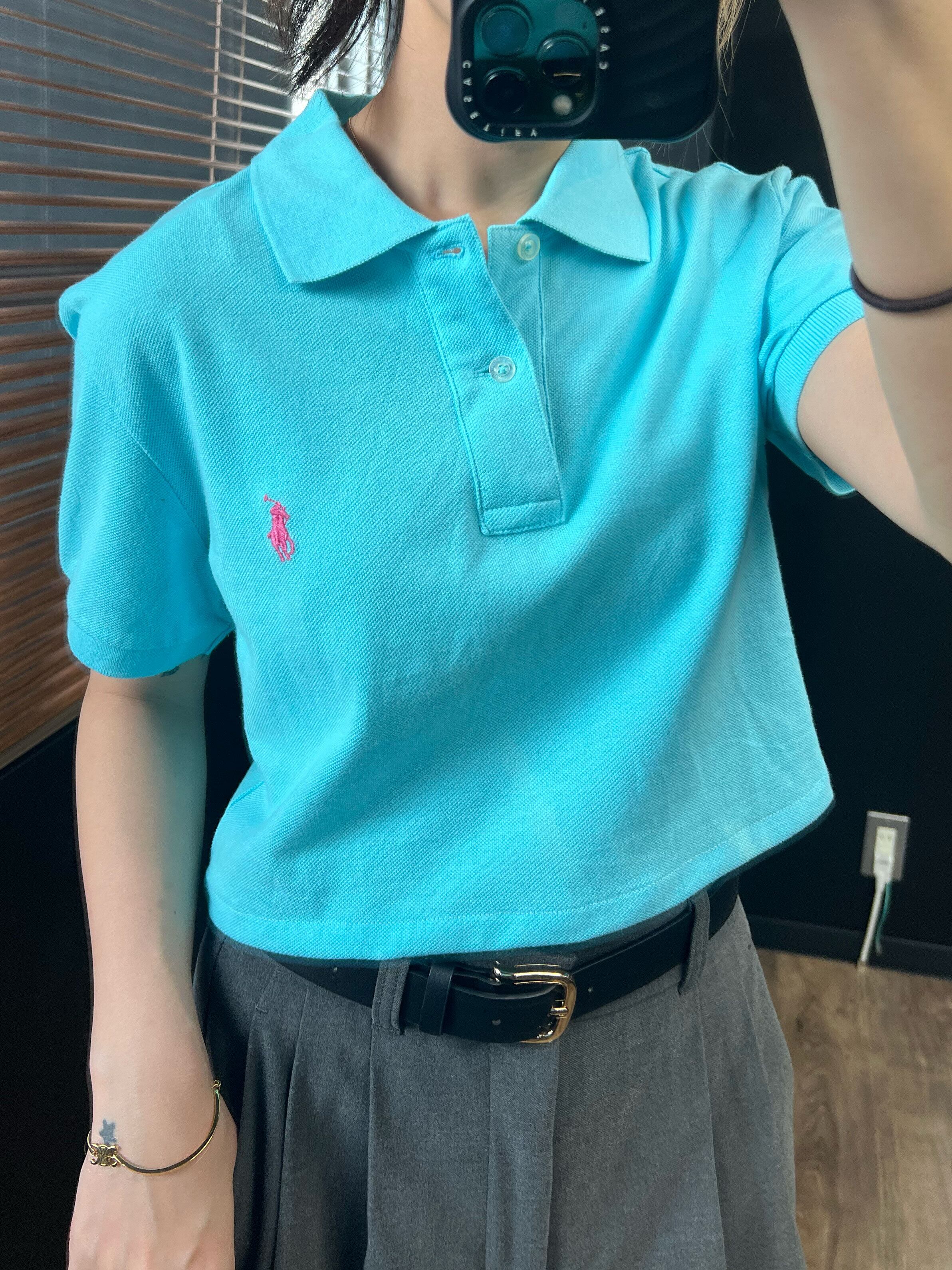 Remake Ralph Lauren cropped polo tee ( light blue ) | Hélle ( ｴﾙ )