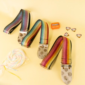 ラメレインボーギターストラップ.(dot)｜Lame Rainbow & Silver Dot Guitar Strap