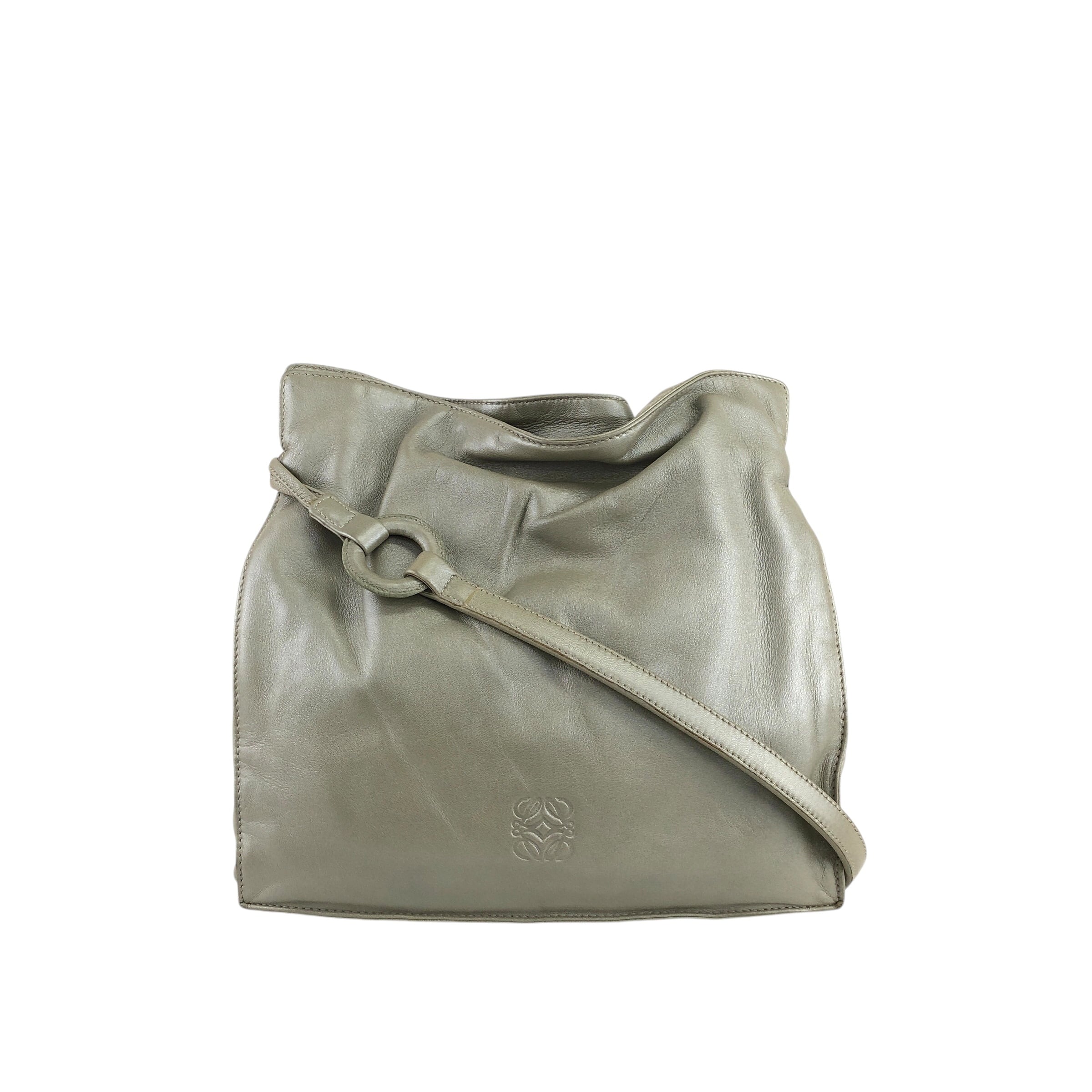 LOEWE ロエベ ショルダーバッグ メタリックグリーン アナグラム ナッパ