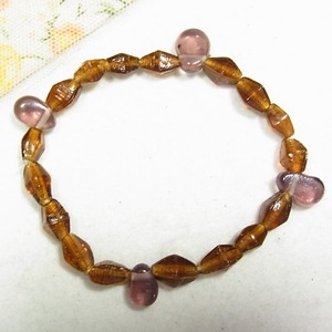 ブラウンのガラスビーズのストレッチブレスレット　Stretch bracelet for sale　 11851BR