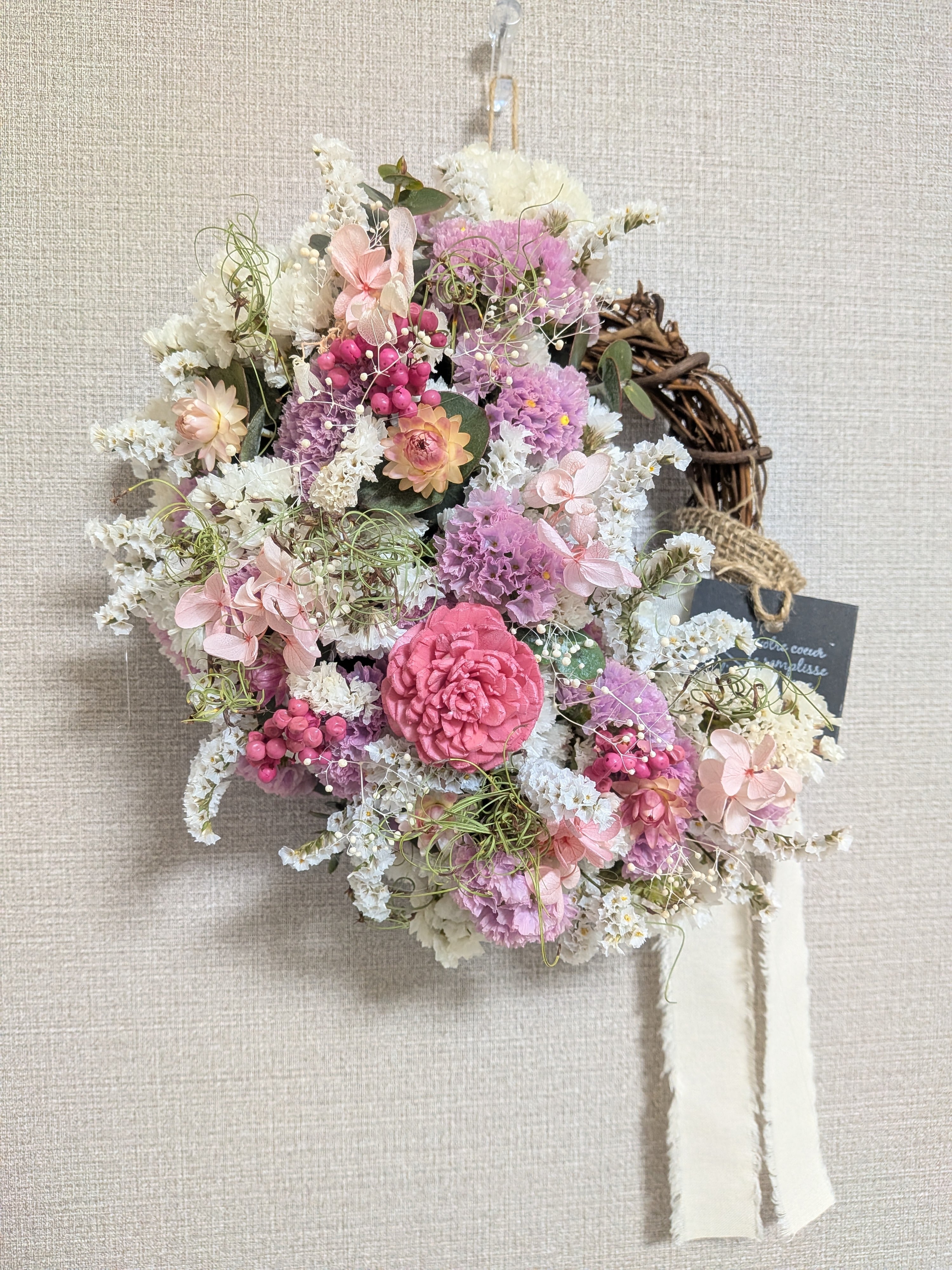 □展示品＊SOLD□2Way通年飾れるリース/クリスマスリース＊ナチュラル