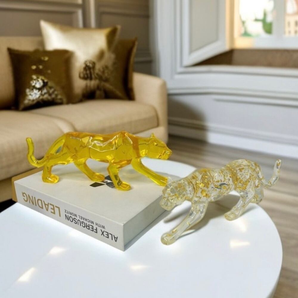 オブジェ ヒョウ 置物 透明 幾何学的 オーナメント アート おしゃれ