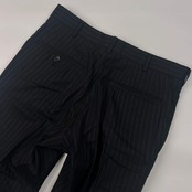 上下 TAKEO KIKUCHI タケオキクチ EVANDALE SILK&WOOL ストライプ テーラードジャケット パンツ セットアップ スーツ/ブラック メンズ
