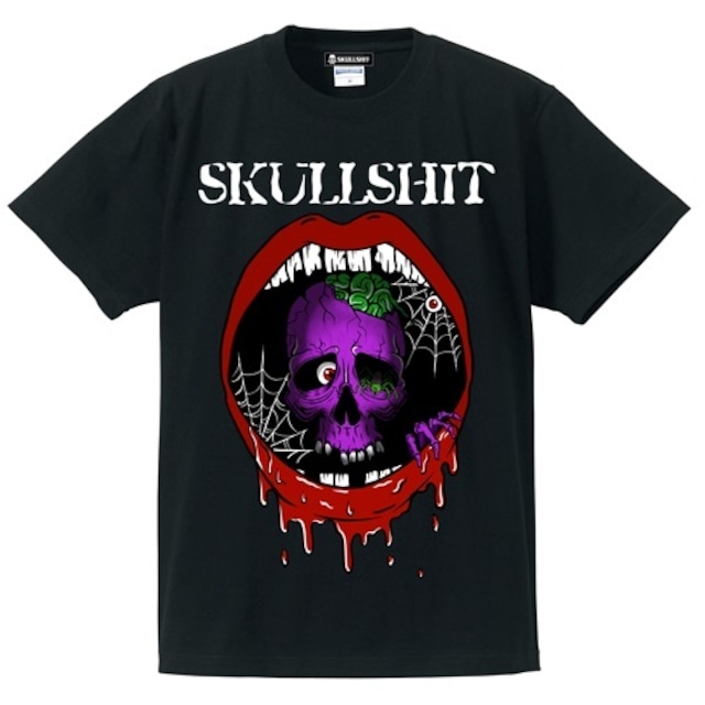 【20%OFF SALE】SKULLSHIT / スカルシット「Skull Mouth T-sh」Ｔシャツ 半袖 リップ 唇 ドクロ メンズ レディース ロックＴ 黒 ブラック パンク バンド ホラー ROCK PUNK フェス ギフト 骸骨祭り ラッピング無料 ステージ衣装 Rogia