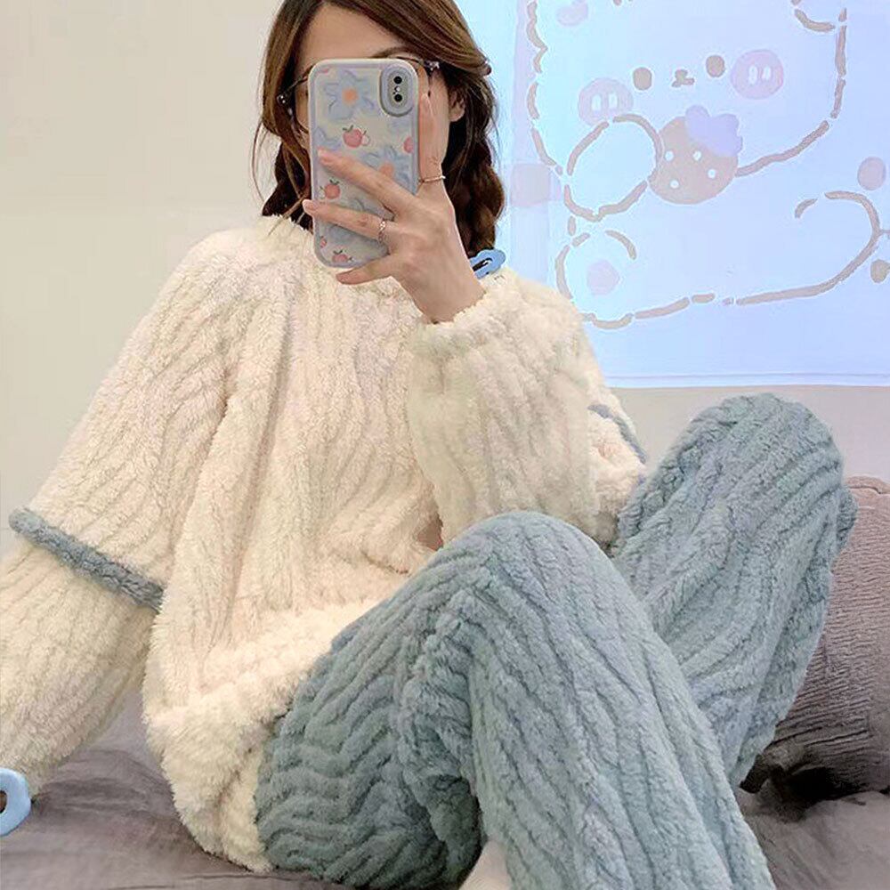 フリース パジャマ 上下セット レディース 秋冬 セットアップ 韓国 おしゃれ 大人 かわいい 軽い 暖かい 防寒 保温 もこもこ ふわふわ ボアパジャマ 大人可愛い 大人女子