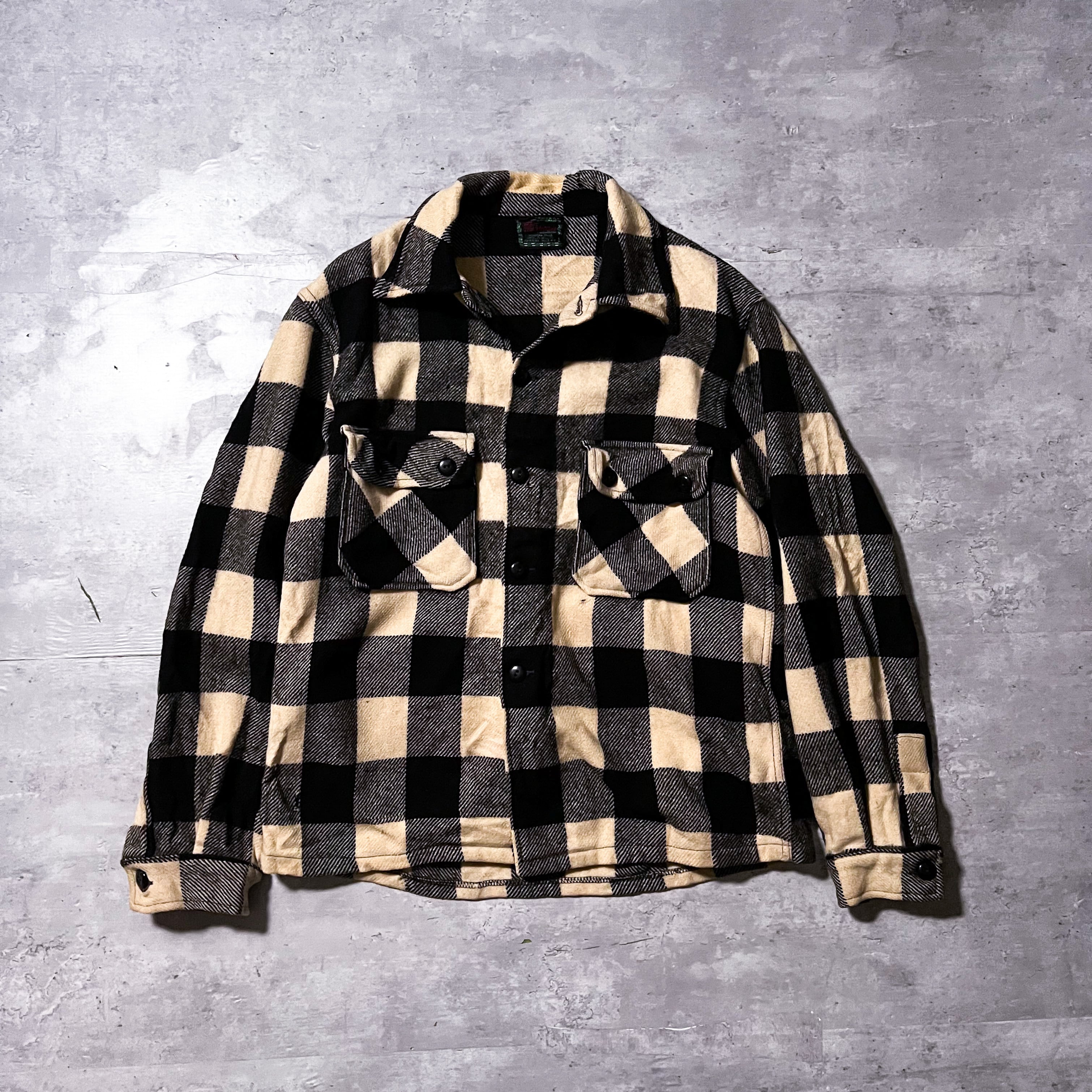 40s “Chippewa” Buffalo check pattern heavy wool jacket 40年代