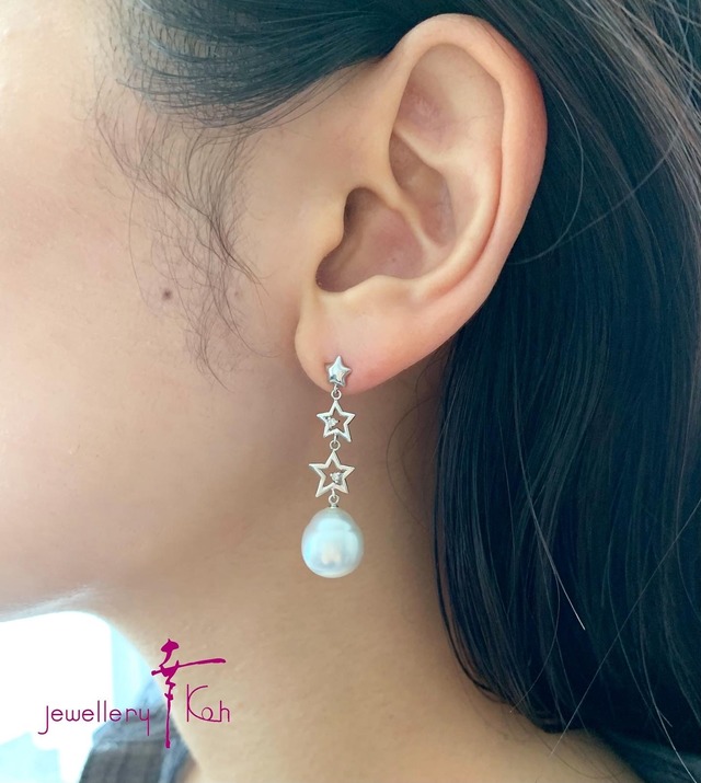 K18 W/G South Sea Pearl Earrings