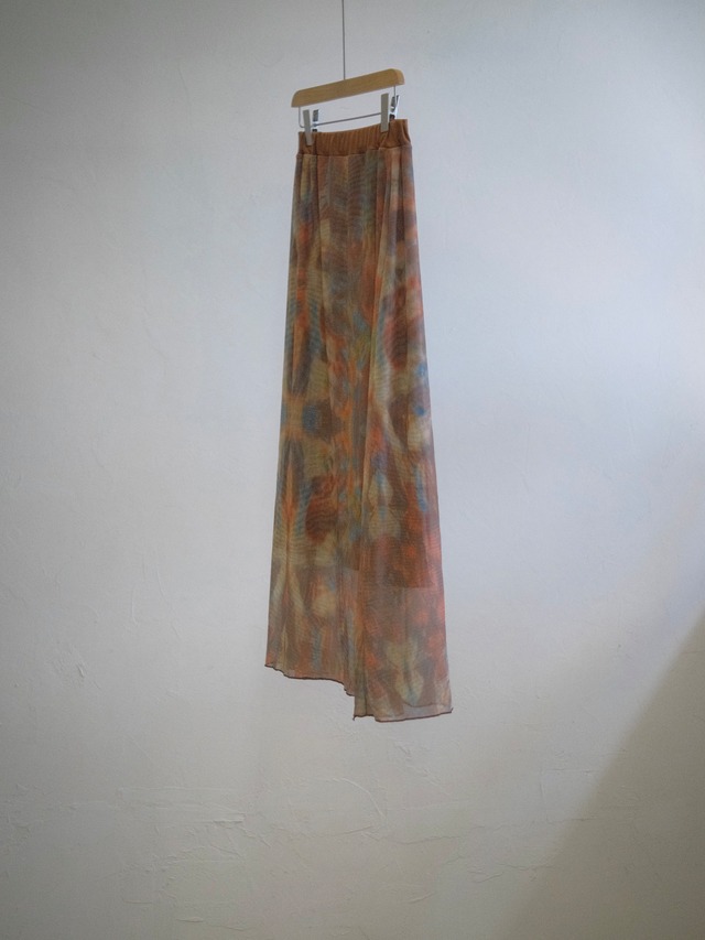 Art Print Sheer Skirt  / MIX