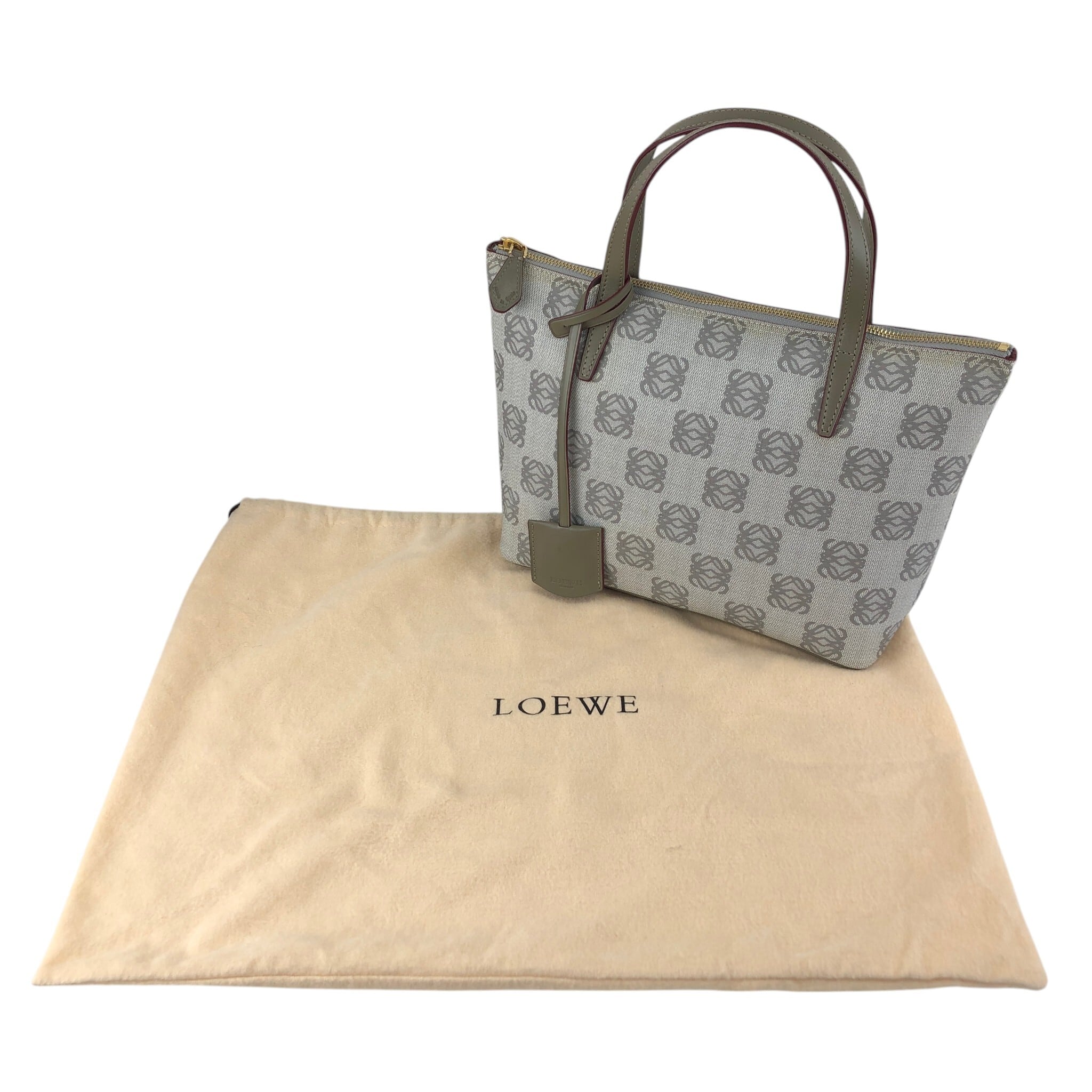 LOEWE ロエベ アナグラム トートバッグ グレー PVC レザー vintage