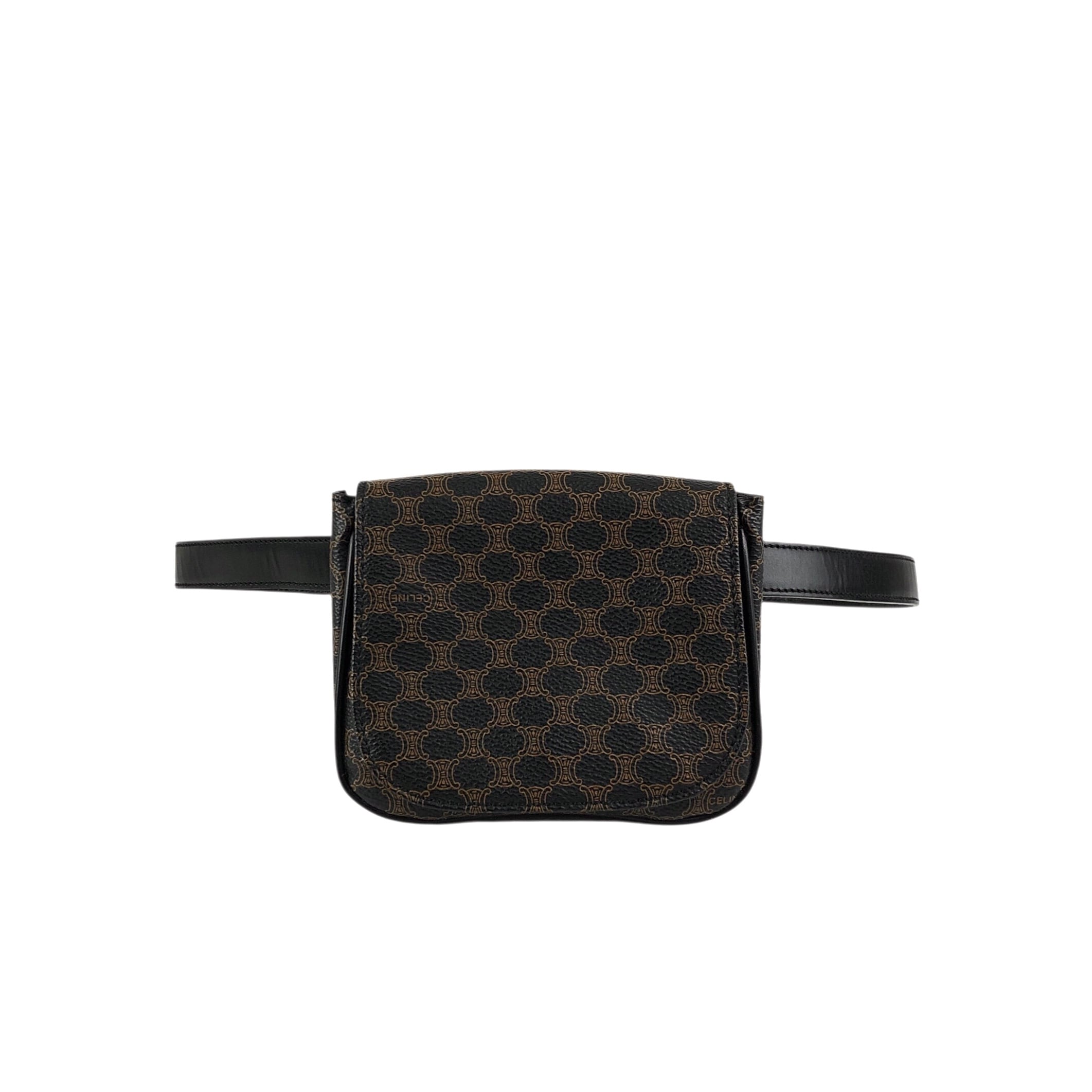 CELINE セリーヌ マカダム ショルダーバッグ ブラック PVC レザー